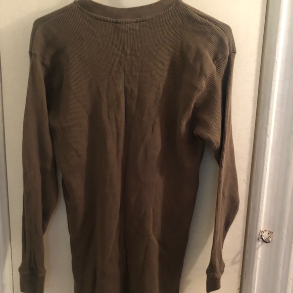 Olive Green Men’s Thermal Shirt - Picture 3 of 4
